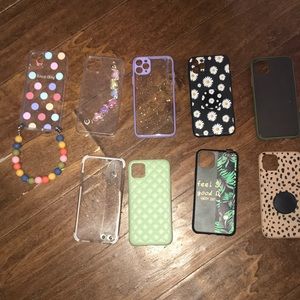 9 IPhone 11 Pro phone cases.cool pop sockets and cool colorful ropes.